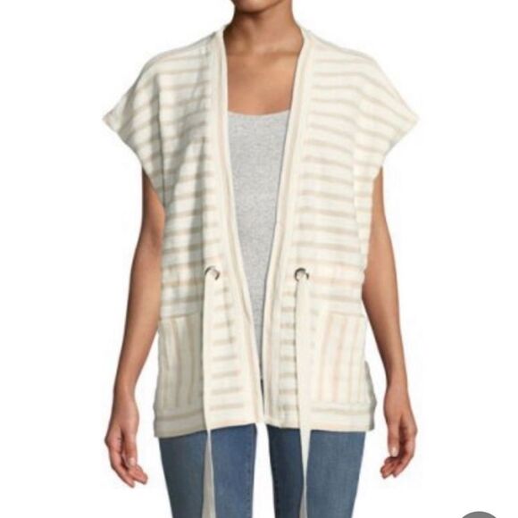 Bobeau Patty Striped Draw-String Waist Cardigan - Picture 4 of 8